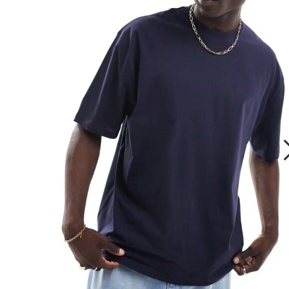 🐈Asos Oversized T-Shirt in Navy with Celestial Back Print XXL - Picture 3 of 10